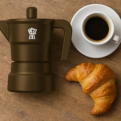 Produktbild von Italienische Kaffeemaschine – PEZZETTI – SOLIDEXPRESS – Aluminium – 6 Tassen – Khaki