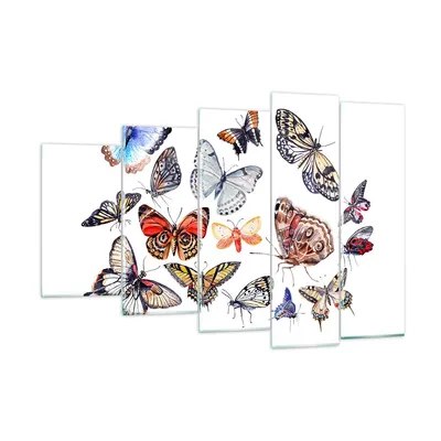 Produktbild von Bilder auf glas - Schmetterlinge Illustration Bunt Flügel - 150x100cm - Glasbilder - Wandbilder - Kunstdruck - Wanddekoration aus Glas - Glas Bilder - Wandbild auf Glas - GEG150x100-2916