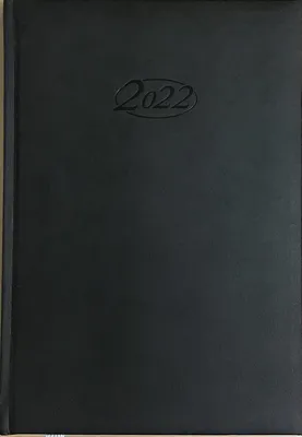 A black diary with the year 2022 embossed on the cover.