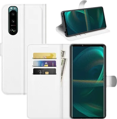 Image de Coque König Design compatible avec le Sony Xperia 5 III, en simili cuir, pour téléphone portable - Étui de téléphone blanc