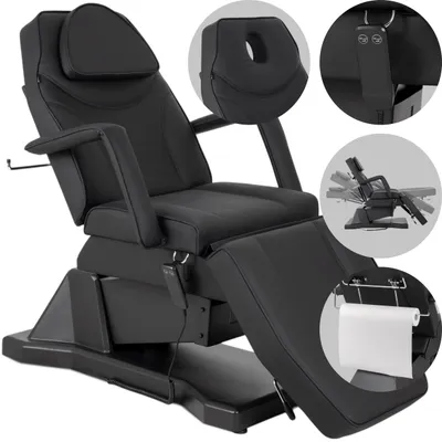 Produktbild von Habys Laris Kosmetikliege Massageliege Kosmetiksessel Kosmetikstuhl | Höhenverstellbar Elektrisch | 1 Motor | 182 x 60 cm | Schwarz