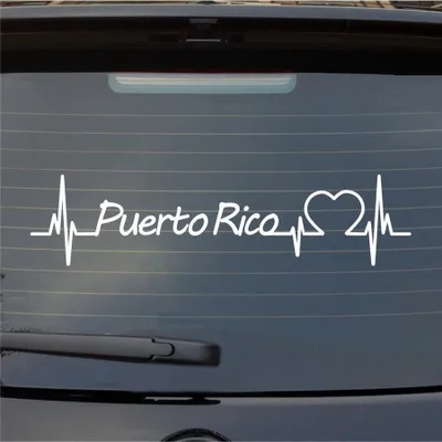 Produktbild von Heckscheibenaufkleber Puerto Rico Herzschlag Puls Staat USA Liebe 55x13 cm Weiss Matt Auto Aufkleber Sticker