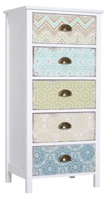 Obrázok produktu pre Komoda v štýle shabby chic s 5 zásuvkami | Farba: Viacfarebná | Rozmery: 34 x 46 x 97,5 cm