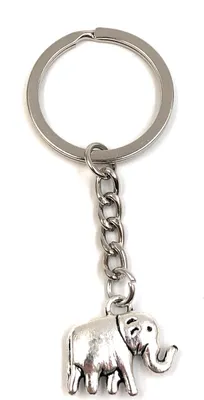 Produktbild von Onwomania Schlüsselanhänger Elefant trompetend silber Metall Anhänger Charm