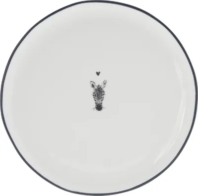 Produktbild von Bastion Collections 19cm Kuchen Dessert Teller ZEBRA weiß schwarz BC Wild Thing