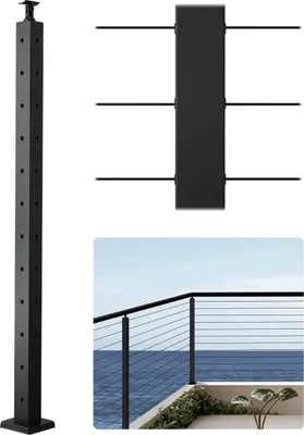 Zdjęcie produktu dla Słupek Balustrady Kablowej Vevor Narożny Stal Nierdzewna Sus304 Czarny