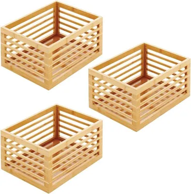 Produktbild von mDesign Organizer Aufbewahrungsbox 3er Set Bambuskiste Küche Bad Regal