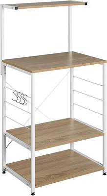 Image de Étagère de cuisine avec 4 niveaux et support pour micro-ondes | Noir | 40x60x123 cm