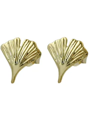 Produktbild von Ohrstecker Ohrring 12mm Ginkgoblatt glänzend 9Kt GOLD gold 12mm