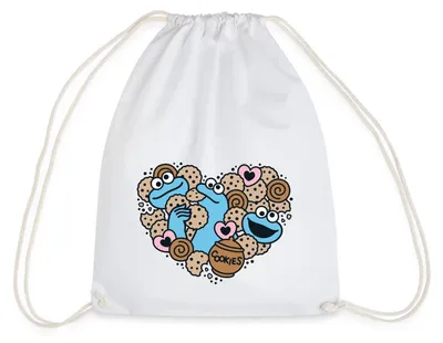 Produktbild von Spreadshirt Sesamstraße Herz Mit Krümelmonster Turnbeutel, One size, Weiß