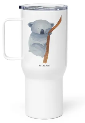 Produktbild von Mr. & Mrs. Panda Thermobecher Koalabär - Weiß - Geschenk, Isolierbecher, Schlafzimmer, Kaffee-Thermobecher, Lustige Sprüche, Teetasse, Koala, Bär, thermosbecher, schlafen