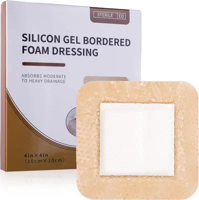 Produktbild von Silikonschaumverband 10x10 cm, 5 Stück, selbstklebend, wasserdicht, für Wundversorgung