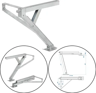 Produktbild von Kurbelstütze 600kg 477x195x460 links vorne oder rechts hinten kippbar Wohnwagen