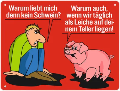 Produktbild von Schweine Metallschild XL in 21x28 cm in rot zum Thema Fleischesser und