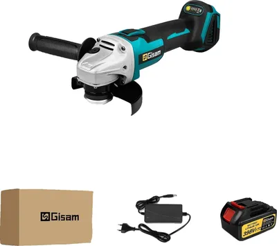 Image de Meuleuse d'angle électrique Gisam, moteur sans balais, vitesse 10000 tr/min, 1 kit de batteries