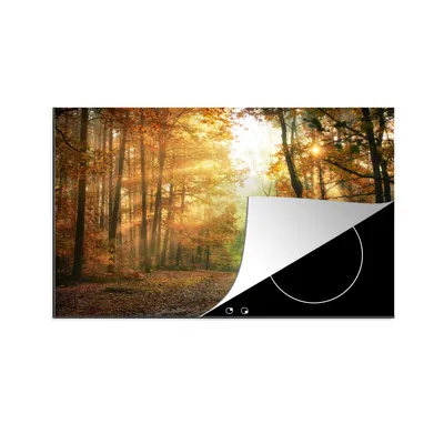 Produktbild von KitchenYeah© Herdabdeckplatte Wald - Herbst - Sonne - Landschaft - Natur - Bäume - Laub , 81x52cm, Küche Deko, Glaskeramikkochfeld Herdabdeckung, Abdeckplatte fùr Kochfeld