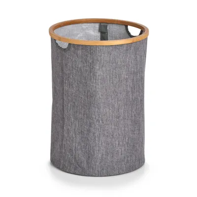 Produktbild von ZELLER Wäschekorb rund grau, Polyester, Bambus 36x50cm