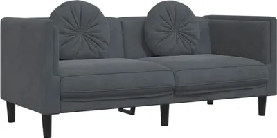 Produktbild von vidaXL Sofa mit Kissen 2-Sitzer Dunkelgrau Samt