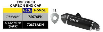 Zdjęcie produktu dla Homologowany przez ARROW układ wydechowy typu slip-on Explorer w kolorze czarnym z aluminium do Suzuki V-STROM 1050