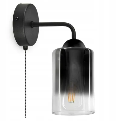 Zdjęcie produktu dla Luxolar kinkiet z włącznikiem szklany klosz grafitowo-przezroczysty E27 60W - lampa ścienna wewnętrzna do salonu, kuchni