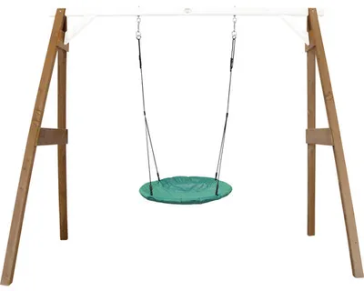 Produktbild von AXI Nestschaukel Summer mit Gestell für Kinder | Outdoor Nest Schaukel 100 cm für den Garten | Schaukelgestell in Braun & Weiß / Nestschaukel in Grün