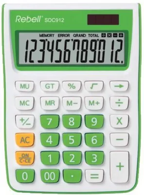 Produktbild von Rebell SDC912 - Desktop - Einfacher Taschenrechner - 12 Ziffern - 1 Zeilen - Batterie/Solar - Grün