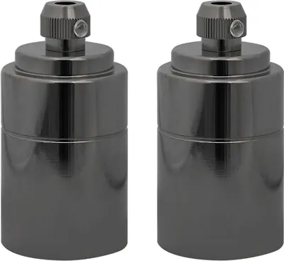 Image de vidaXL Douilles de lampe 2 pcs. Noir brillant E27