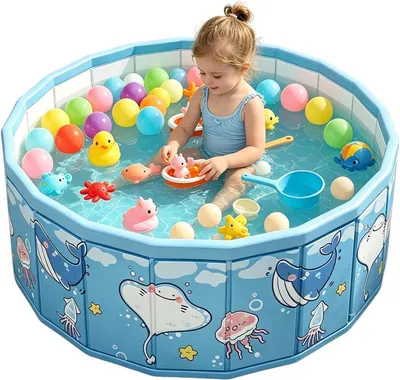 Produktbild von Faltbarer Pool für große Teiche, dick, nicht aufblasbar | Bällebad 119 x 46 cm für Garten, Strand, Camping, Partys im Sommer für Erwachsene und Tiere