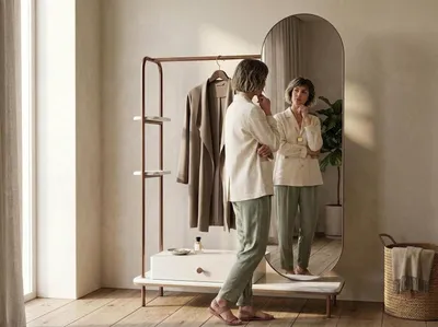 Immagine prodotto di Specchio, stile moderno, bianco, comodo, pratico, camera da letto, metallo