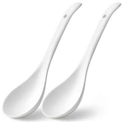 Image de Cuillères en céramique, blanches, lot de 2, 22,9 cm