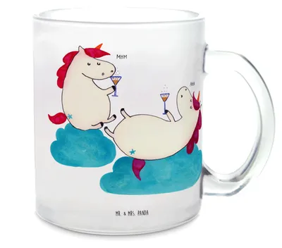 Produktbild von Mr. & Mrs. Panda Teetasse Einhorn Sekt - Transparent - Geschenk, Haferl, Teeglas, Einhörner, Tee Tasse, Pott, Spaß, Party, BFF, Häferl, Korken, Unicorn