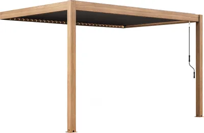 Immagine prodotto di Pergola bioclimatica addossata 3x4m in alluminio grigio legno - Oviala Oia