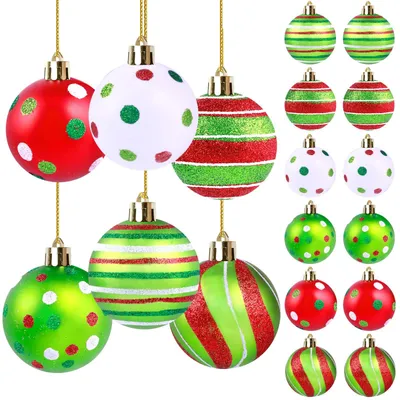 Weihnachtskugeln 6 cm, unzerbrechlich, 12 Stück, rot/grün/weiß