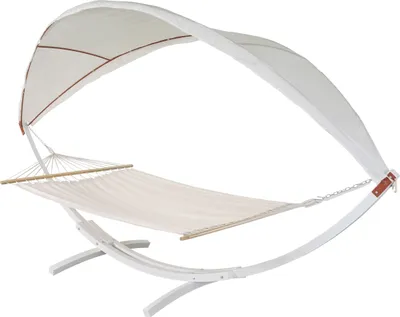 Immagine prodotto di Amaca HWC-J47, altalena sospesa fino a 200kg baldacchino MVG struttura in legno 420cm 2 persone ~ bianco, bianco panna