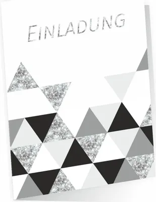 Produktbild von 10 Klapp-Einladungskarten Dreiecke Glitzer inkl. 10 weißen Briefumschlägen
