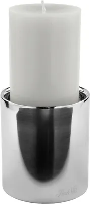 Produktbild von Fink Stumpenkerzenhalter Sobrio silberfarben Edelstahl Höhe 11 cm