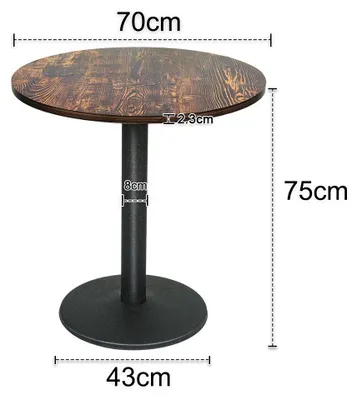 Image de Table bistrot ronde - Table d'appoint de 70 cm - Hauteur 72 cm - Plateau en bois - Pour 4 personnes - Style moderne - Aspect rétro