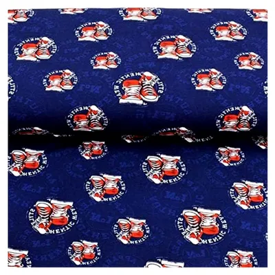 Produktbild von French Terry, Sommersweat, Sneakers auf Blau als Meterware zum Nähen, 50 cm