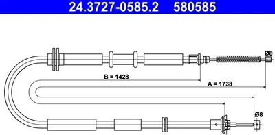 Produktbild von ATE Handbremsseil Seilzug Feststellbremse für FIAT TIPO Kombi (356) Hinten 24.3727-0585.2