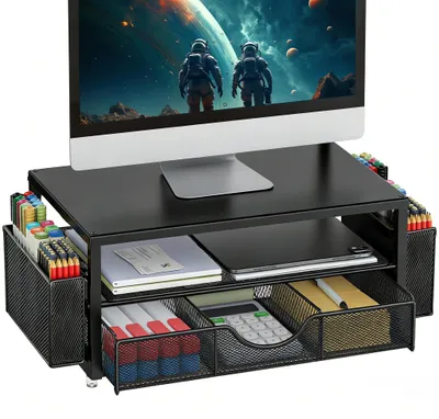 Immagine prodotto di Supporto per monitor con cassetto e portapenne per scrivania