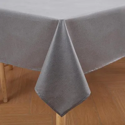 Produktbild von Famanu Tischdecke mit Leinenlook, abwaschbar, Lotuseffekt, rechteckig, 140 x 300 cm, wasserabweisend, dunkelgrau