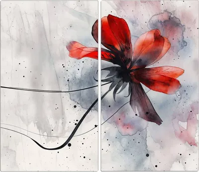 Produktbild von Spritzschutz Herdabdeckplatte Schneidebrett aus Glas Abstrakte Blüte 2-Teilig (60x52cm)