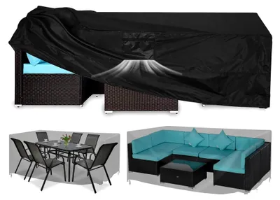 Produktbild von Schutzhüllen für Terrassenmöbel 420D Robuste Abdeckungen für Gartenmöbelsets Wasserdicht & UV-beständig Staubdicht, winddicht, schneedicht 325,15 cm L x 208,3 cm B x 71,1 cm H