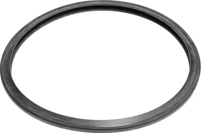 A black rubber gasket or seal is shown against a white background.