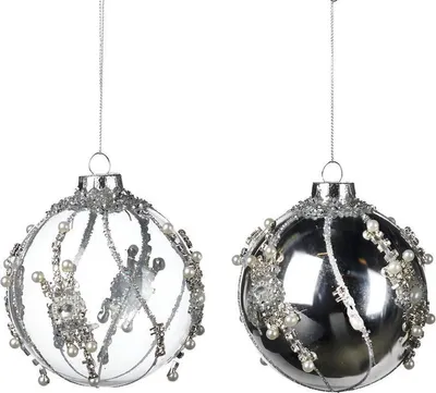 Produktbild von Goodwill Weihnachtskugel Juwel Perle Glas Silber D 10 cm Vorteilssortiment pro 2 Stück