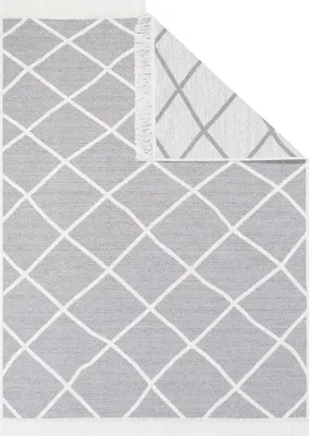 Produktbild von Tapiso Teppich AZTECA modern Fransen grau Wohnzimmer Schlafzimmer 160 x 230 cm