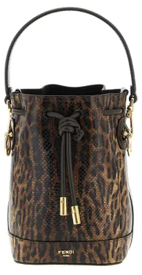 Image de Fendi Mon Tresor mini seau en karung marron, cordon
