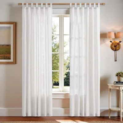 Produktbild von Ibenzoa® Halbtransparente Gardinen im Leinenlook mit Schlaufen, 2er-Set 140 x 225 cm, Polyester-Leinenmix für Wohn- & Schlafzimmer