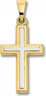 Produktbild von Anhänger Kreuz 333/- Gelbgold teil-rhodiniert