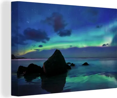 Obrázok produktu pre OneMillionCanvasses® - Maľba na plátne - Obraz na plátne Nástenná maľba na plátne - Obloha - krajina - polárna žiara - 150x100cm - Fotografia na